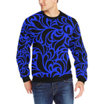 GORGIOUS BLUE LEAF Men's Rib Cuff Crew Neck Sweatshirt