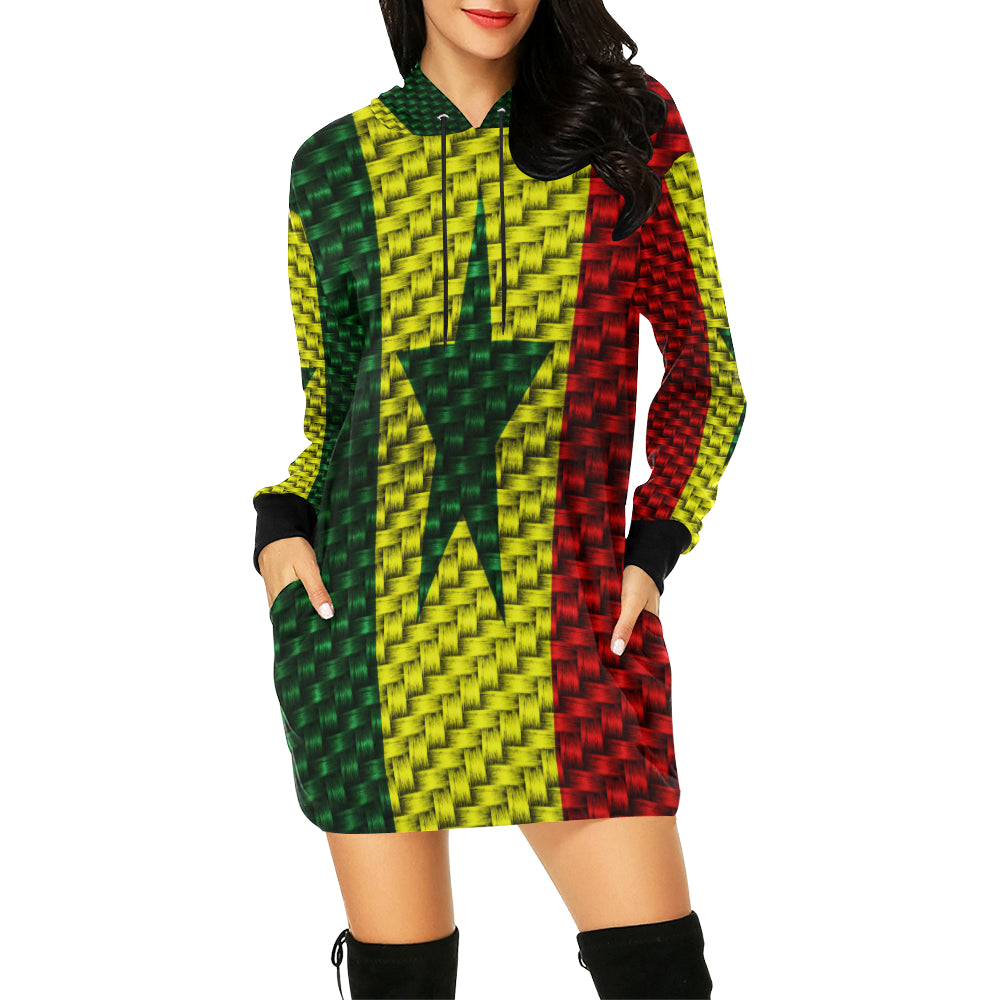 SENEGAL FLAG All Over Print Hoodie Mini Dress (Model H27)
