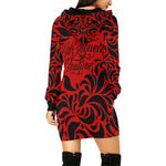 GORGIOUS LEAF RED All Over Print Hoodie Mini Dress