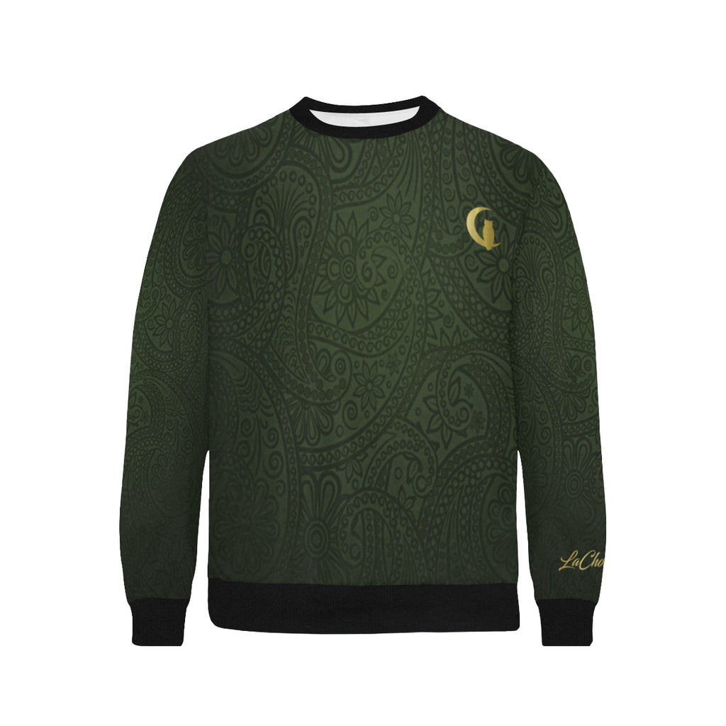 LUXURY GANG KAKI Men's Rib Cuff Crew Neck Sweatshirt
