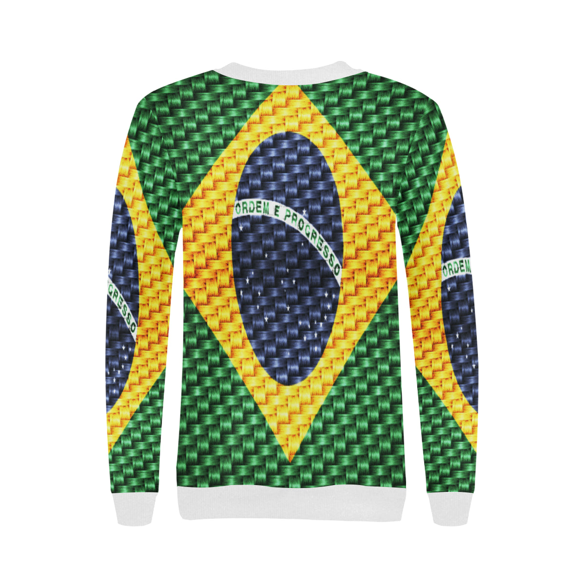 BRASIL FLAG Women's Rib Cuff Crew Neck Sweatshirt