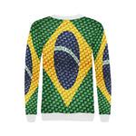 BRASIL FLAG Women's Rib Cuff Crew Neck Sweatshirt