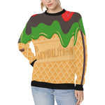 RBG ICE CREAM Women's Rib Cuff Crew Neck Sweatshirt (Model H34)