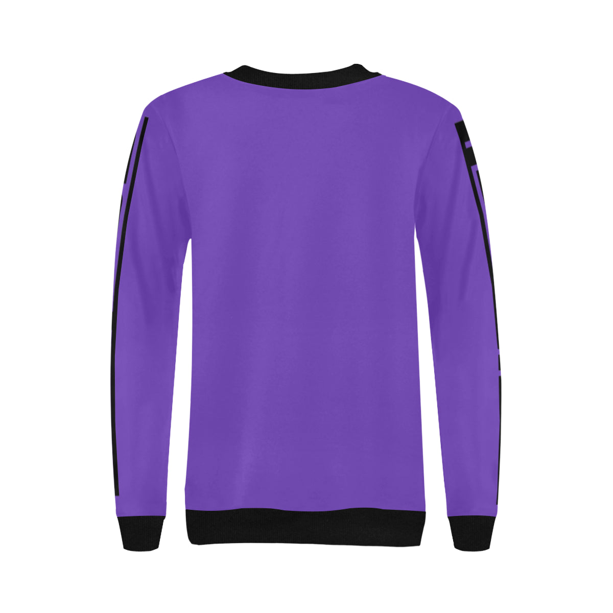 BLACC BORDER PURPLE Women's Rib Cuff Crew Neck Sweatshirt