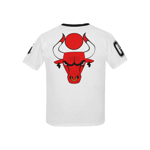 HATHOR BULLS Kids' All Over Print T-Shirt with Solid Color Neck