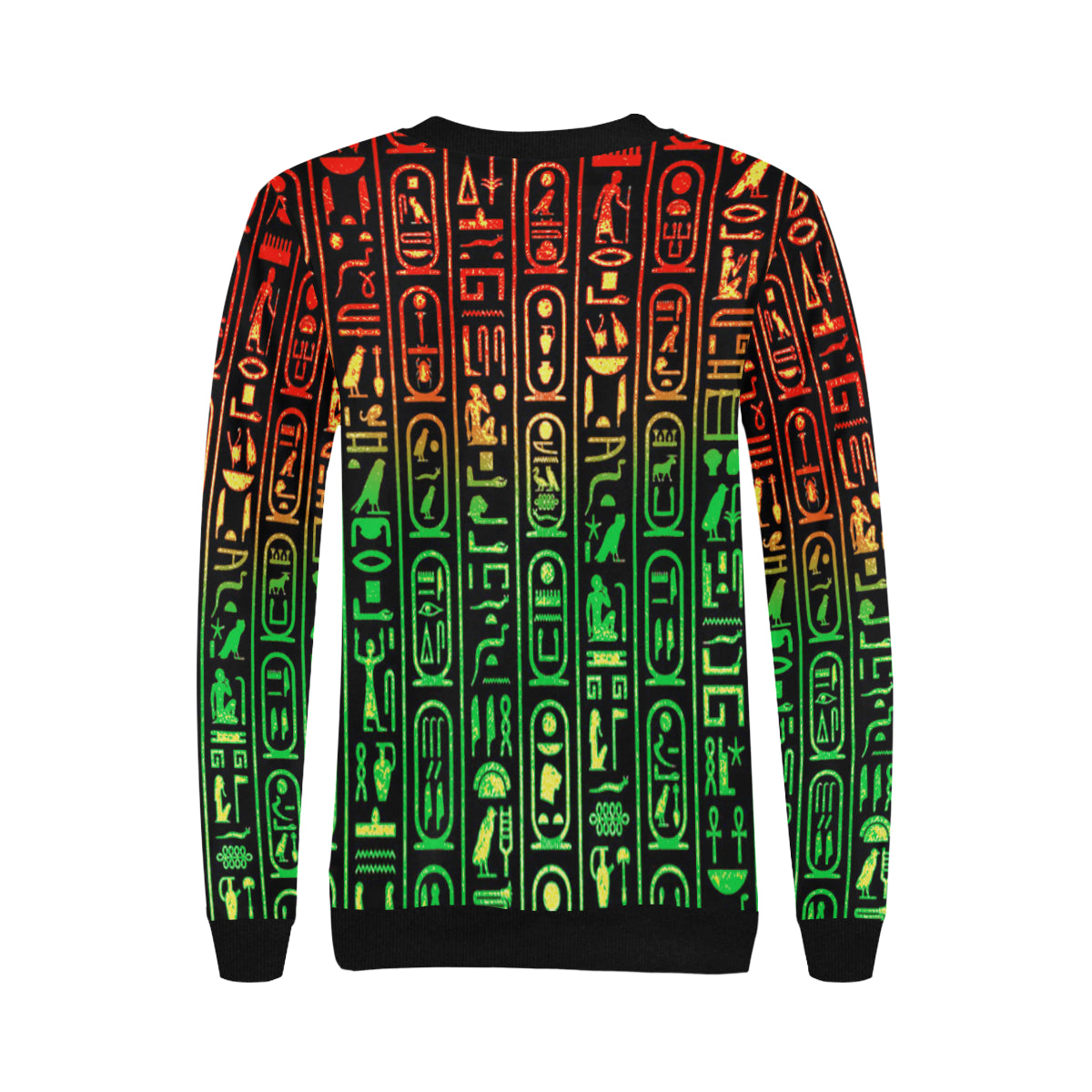 HIERO RASTA Women's Rib Cuff Crew Neck Sweatshirt (Model H34)