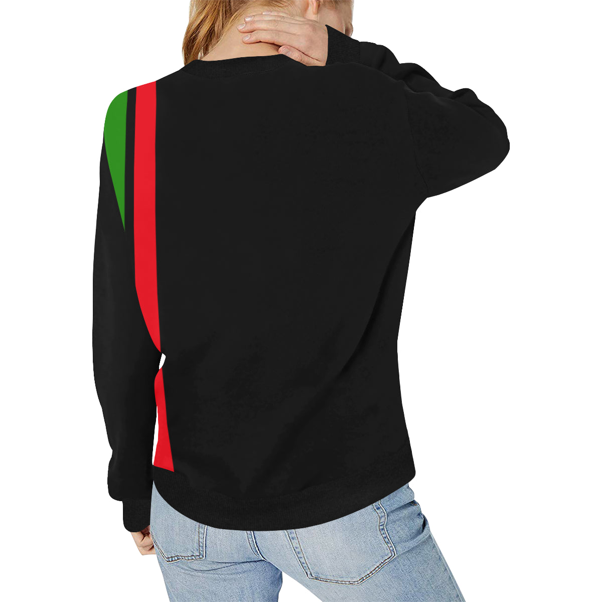 FRESH UP NUBIAN Women's Rib Cuff Crew Neck Sweatshirt (Model H34)