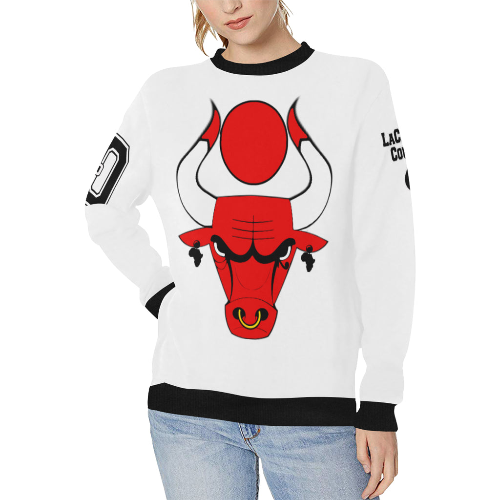 HATHOR BULLS Women's Rib Cuff Crew Neck Sweatshirt (Model H34)