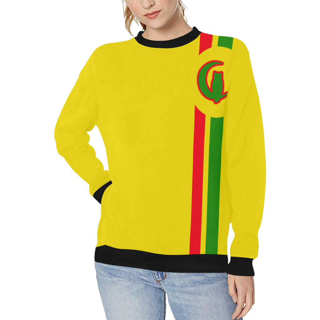 FRESH UP RASTA Women's Rib Cuff Crew Neck Sweatshirt (Model H34)