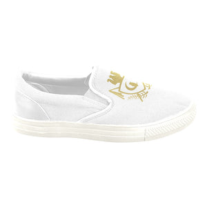 ATEF SHIELD WHITE Men's Unusual Slip-on Canvas Shoes