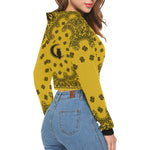 BANDANA LK All Over Print Crop Hoodie for Women