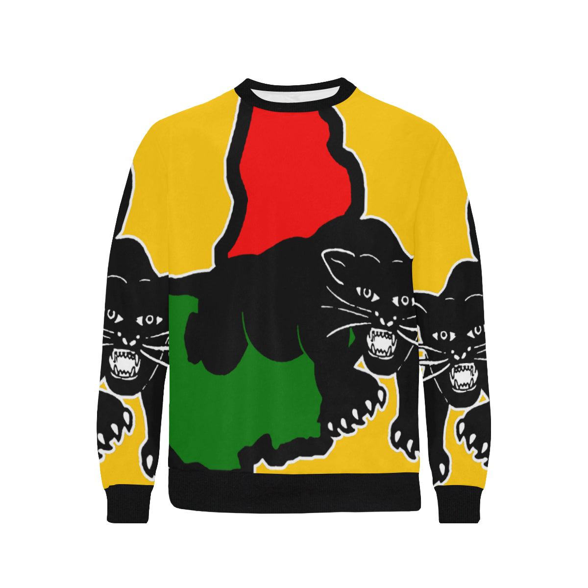 BLACC PANTHER YLW Men's Rib Cuff Crew Neck Sweatshirt