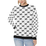 EXCELLENGE BLACC Women's Rib Cuff Crew Neck Sweatshirt (Model H34)