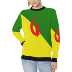 YANA FLAG Women's Rib Cuff Crew Neck Sweatshirt
