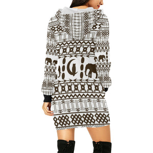 ELEPHANT ORNEMENT All Over Print Hoodie Mini Dress