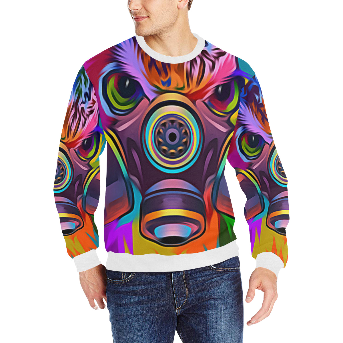 COLORING CHOUETT Men's Rib Cuff Crew Neck Sweatshirt
