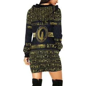 HIEROGLYPH DELUXE All Over Print Hoodie Mini Dress