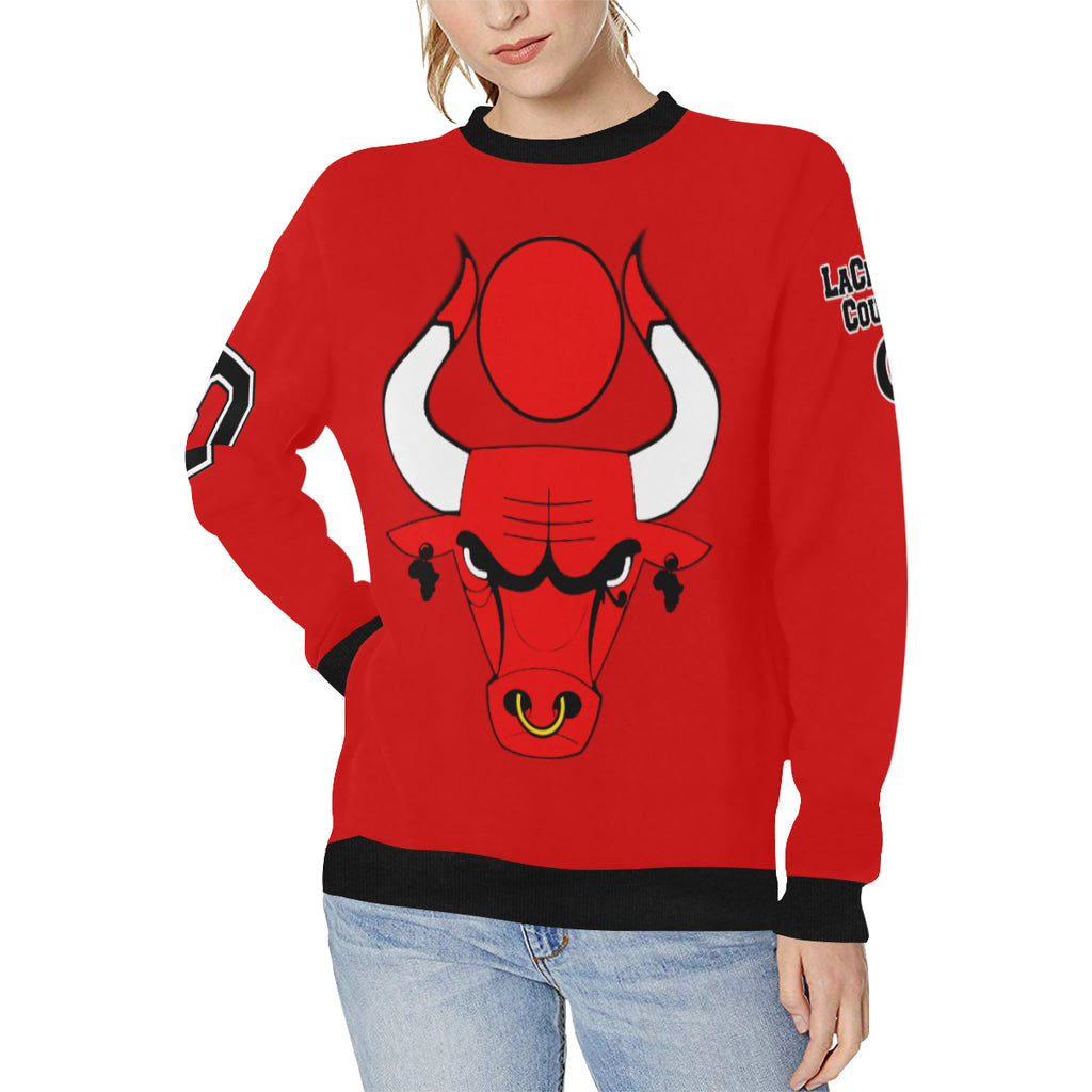 HATHOR BULLS Women's Rib Cuff Crew Neck Sweatshirt (Model H34)