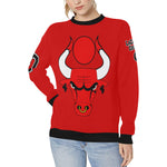 HATHOR BULLS Women's Rib Cuff Crew Neck Sweatshirt (Model H34)