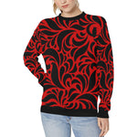 GORGIOUS LEAF RED Women's Rib Cuff Crew Neck Sweatshirt