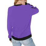 BLACC BORDER PURPLE Women's Rib Cuff Crew Neck Sweatshirt