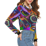 COLORING OWL All Over Print Crop Hoodie for Women