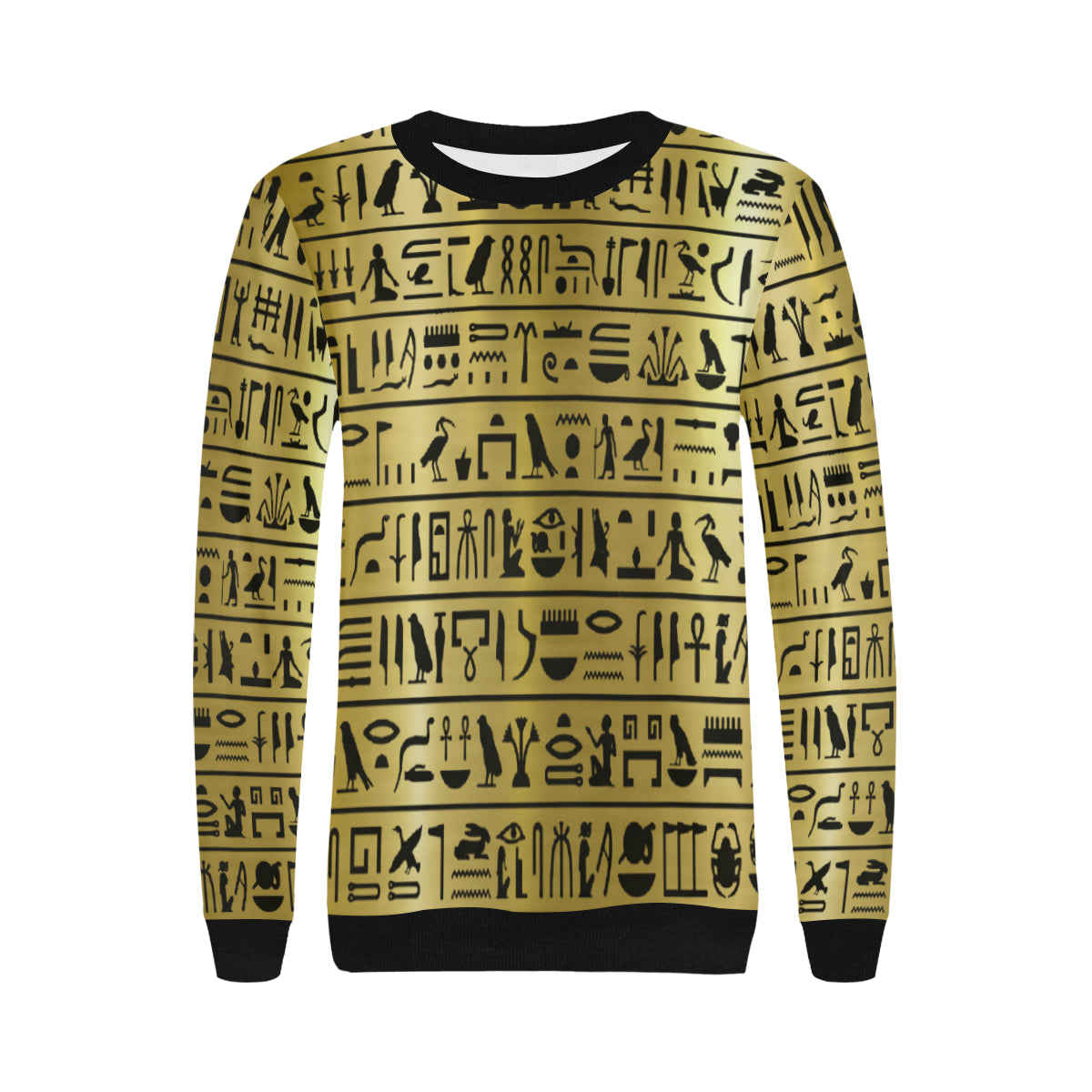 MEDU NETER GOLD Women's Rib Cuff Crew Neck Sweatshirt (Model H34)