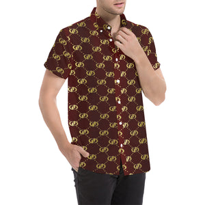EXCELLENCE BRDXGLD Men's All Over Print Short Sleeve Shirt