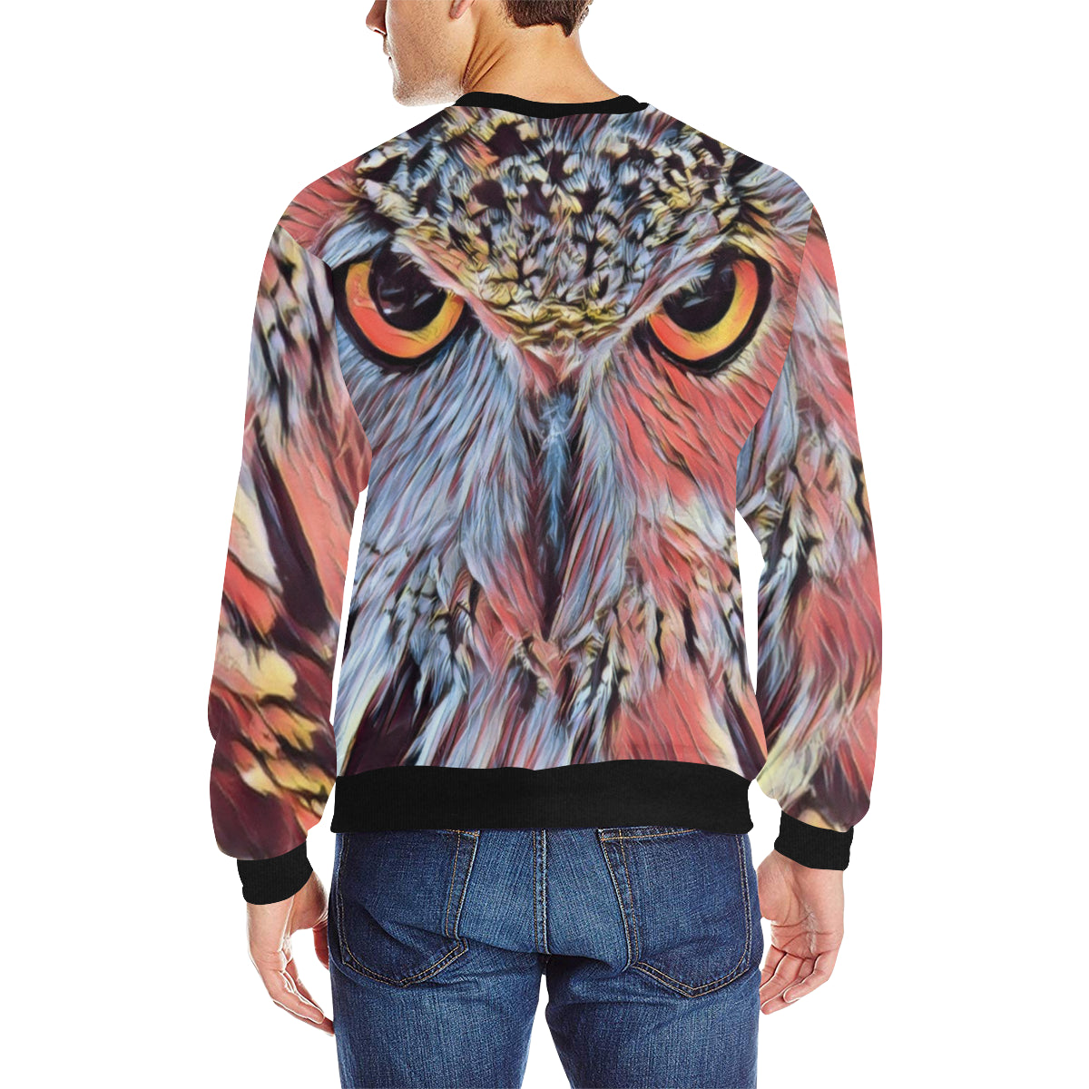 WISE OWL Men's Rib Cuff Crew Neck Sweatshirt