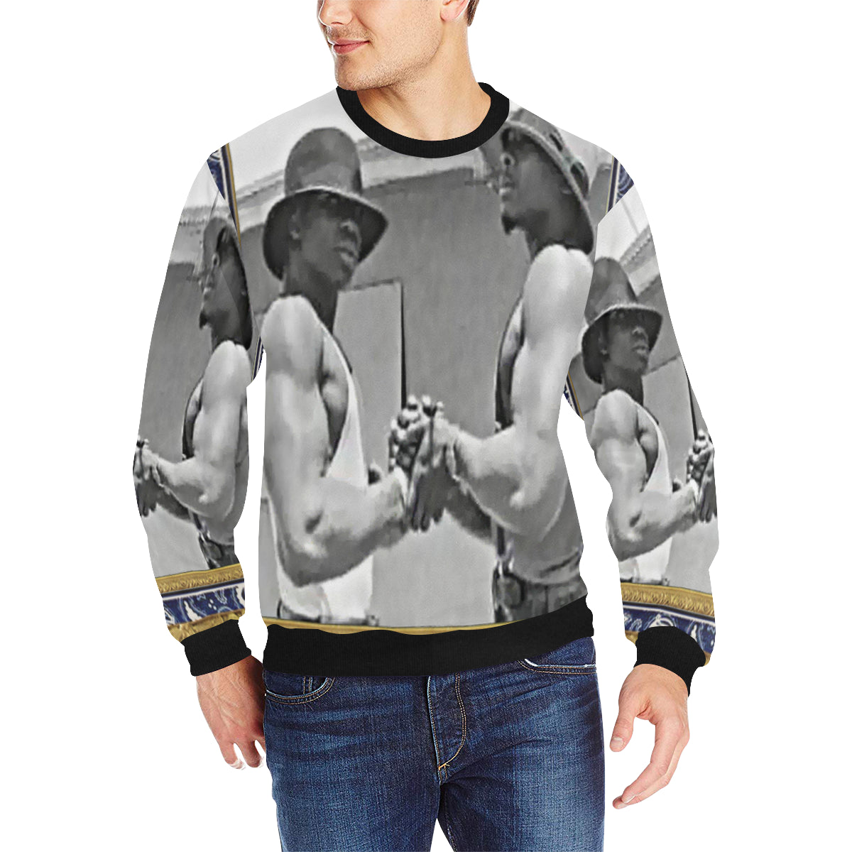 TOOKIE AND RAY RAY Men's Rib Cuff Crew Neck Sweatshirt
