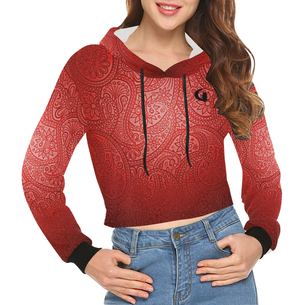 LUXURY RED GANG All Over Print Crop Hoodie for Women (Model H22)