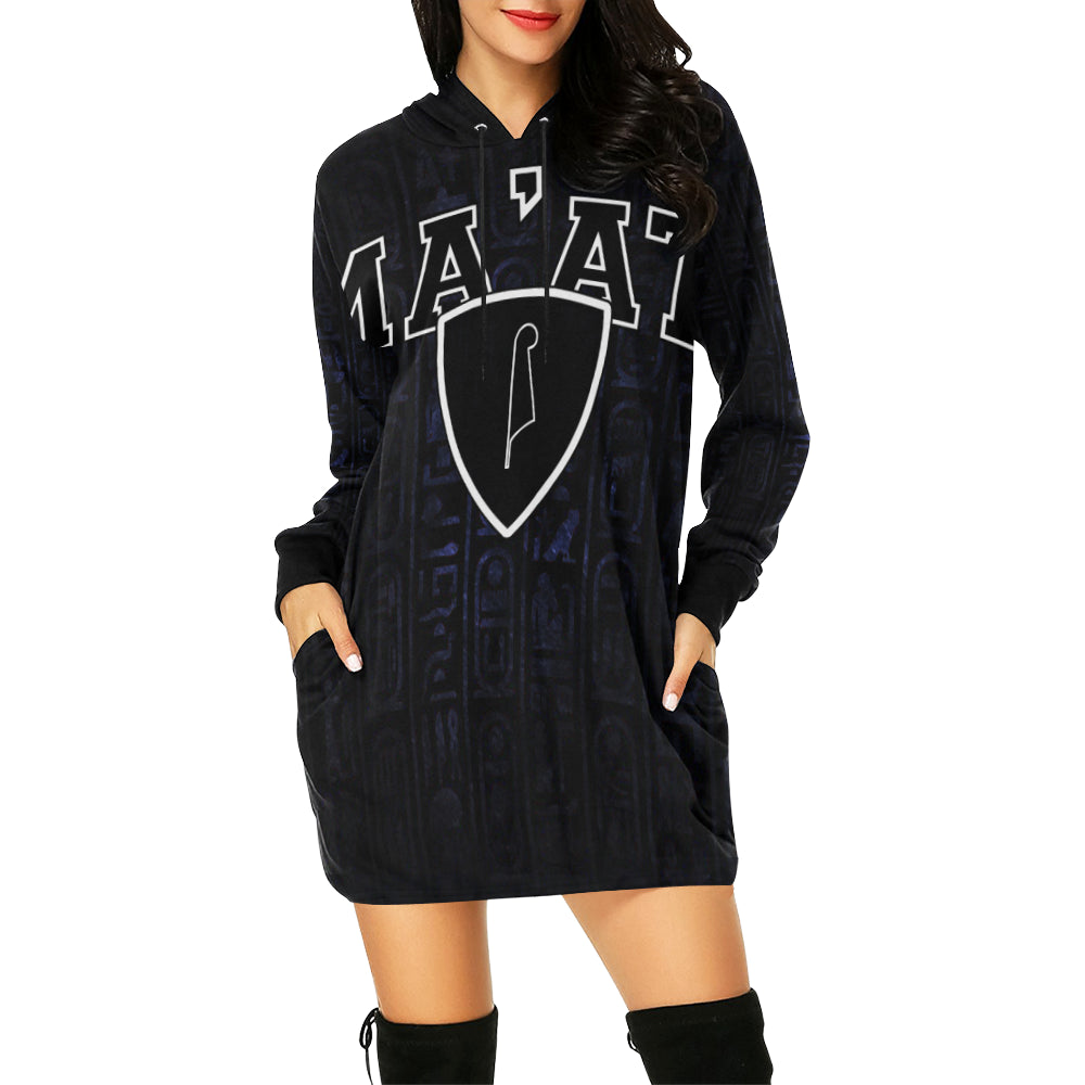 MA'AT All Over Print Hoodie Mini Dress