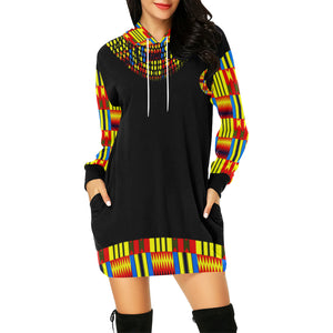 KENTE BLUE All Over Print Hoodie Mini Dress