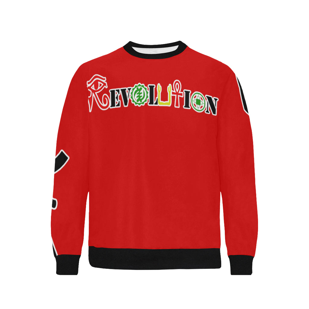 REVOLUTION RED Men's Rib Cuff Crew Neck Sweatshirt
