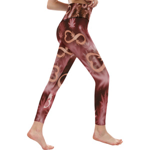 INFINITY RED COSMOS All Over Print High-Waisted Leggings (Model L36)