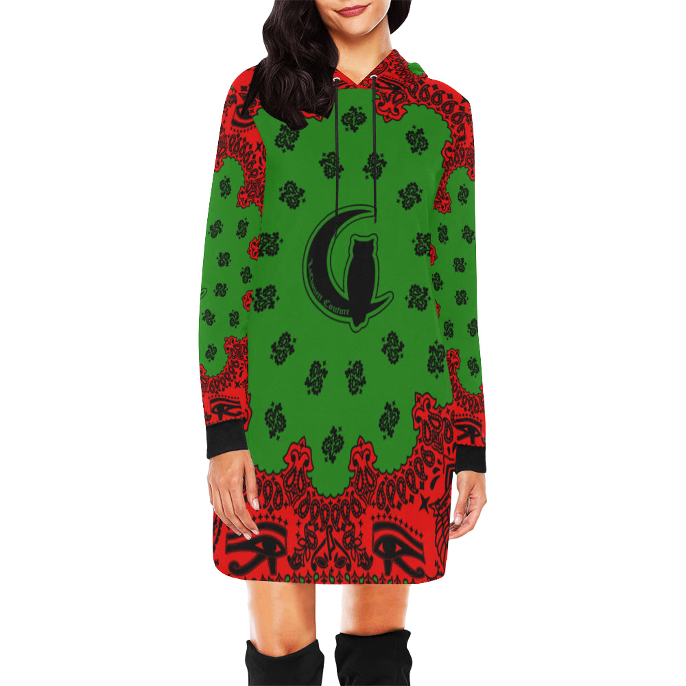 BANDANA RBG All Over Print Hoodie Mini Dress