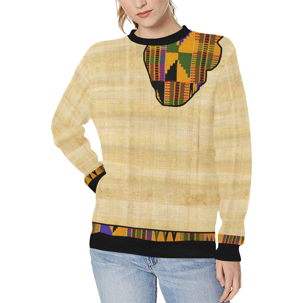 NILE VALLEY Women's Rib Cuff Crew Neck Sweatshirt (Model H34)