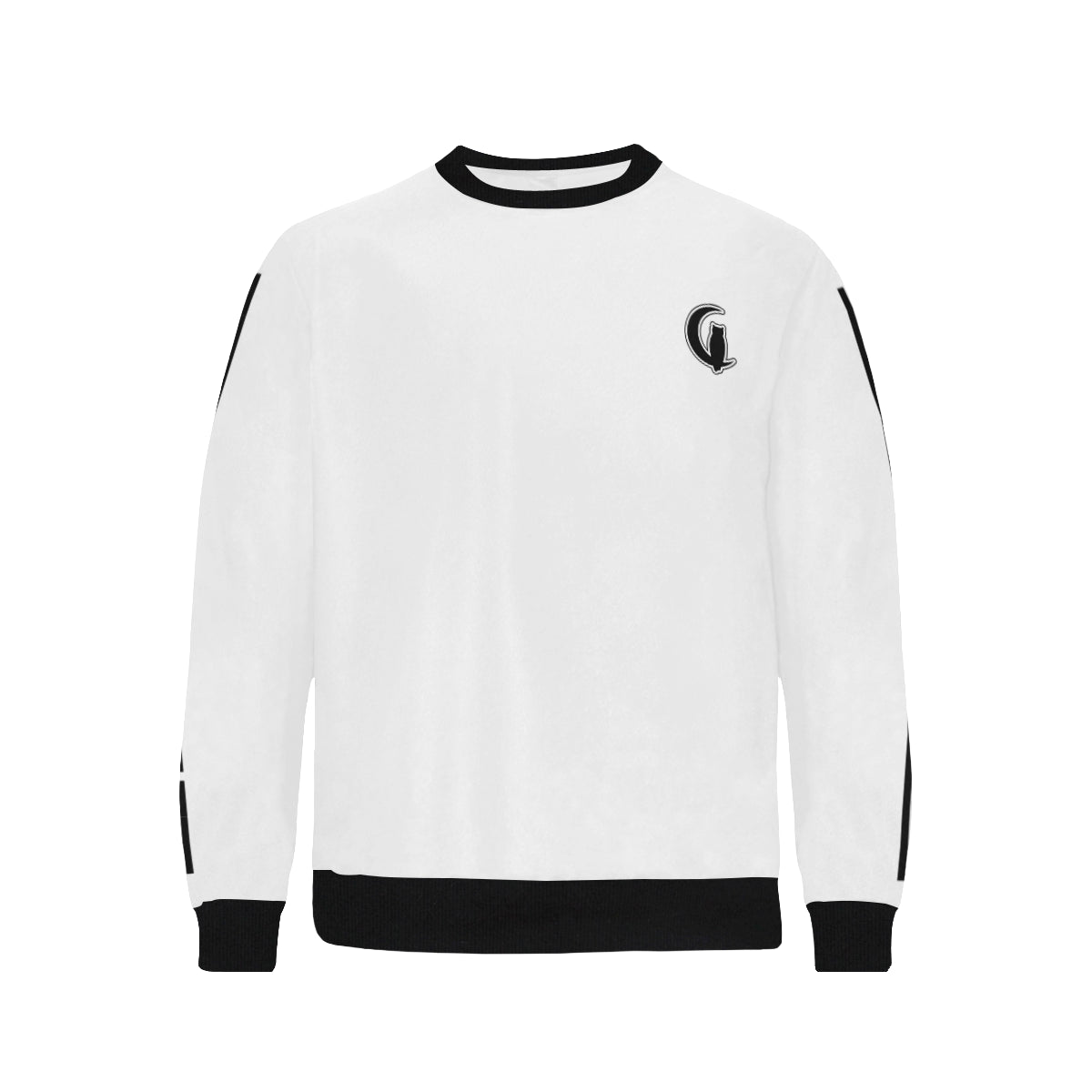 BLACC BORDER WHITE Men's Rib Cuff Crew Neck Sweatshirt
