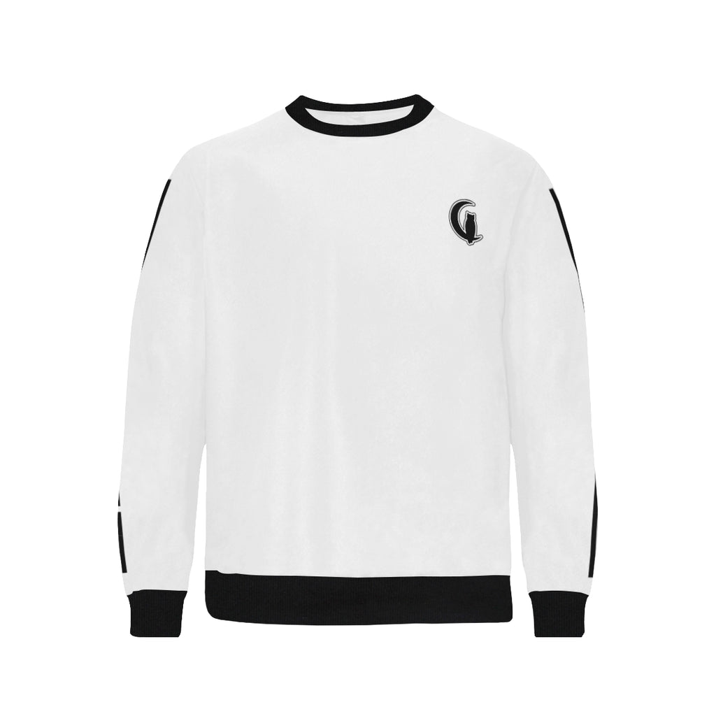 BLACC BORDER WHITE Men's Rib Cuff Crew Neck Sweatshirt