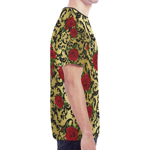 RED ROSES GOLD New All Over Print T-shirt for Men