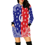 BANDANA GANG UNITY All Over Print Hoodie Mini Dress