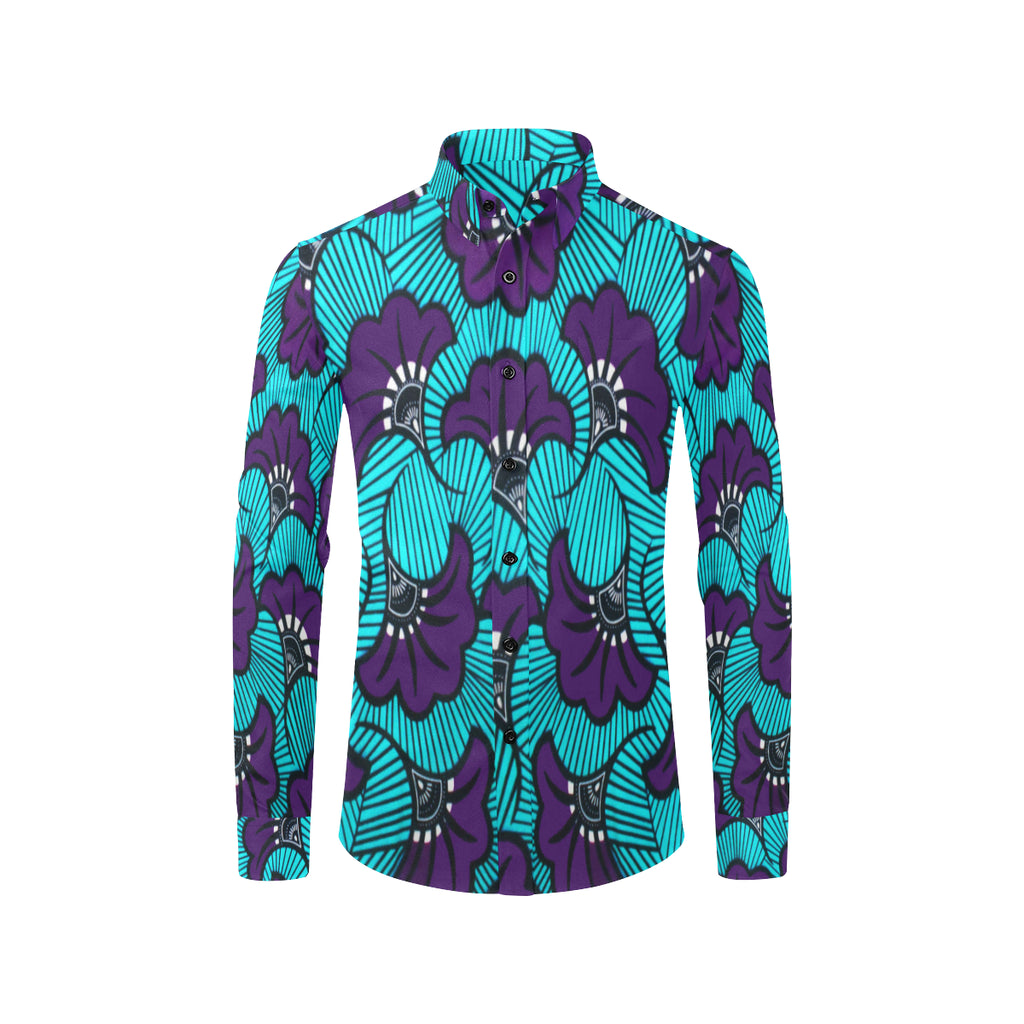 AFRIKA FLOWER Men's All Over Print Casual Dress Shirt
