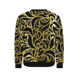 GORGIOUS GLDBLCC LEAF Men's Rib Cuff Crew Neck Sweatshirt
