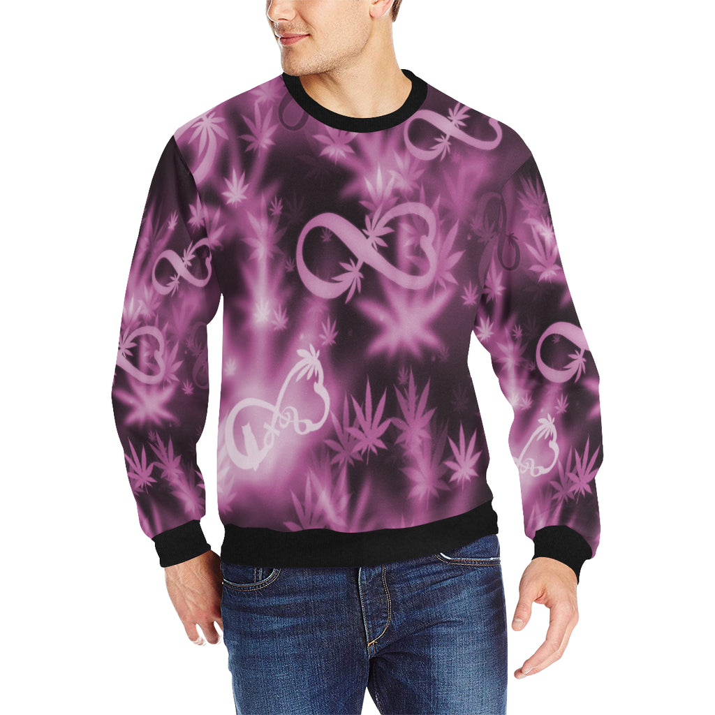 INFINITY PURPLE COSMOS Men's Rib Cuff Crew Neck Sweatshirt (Model H34)