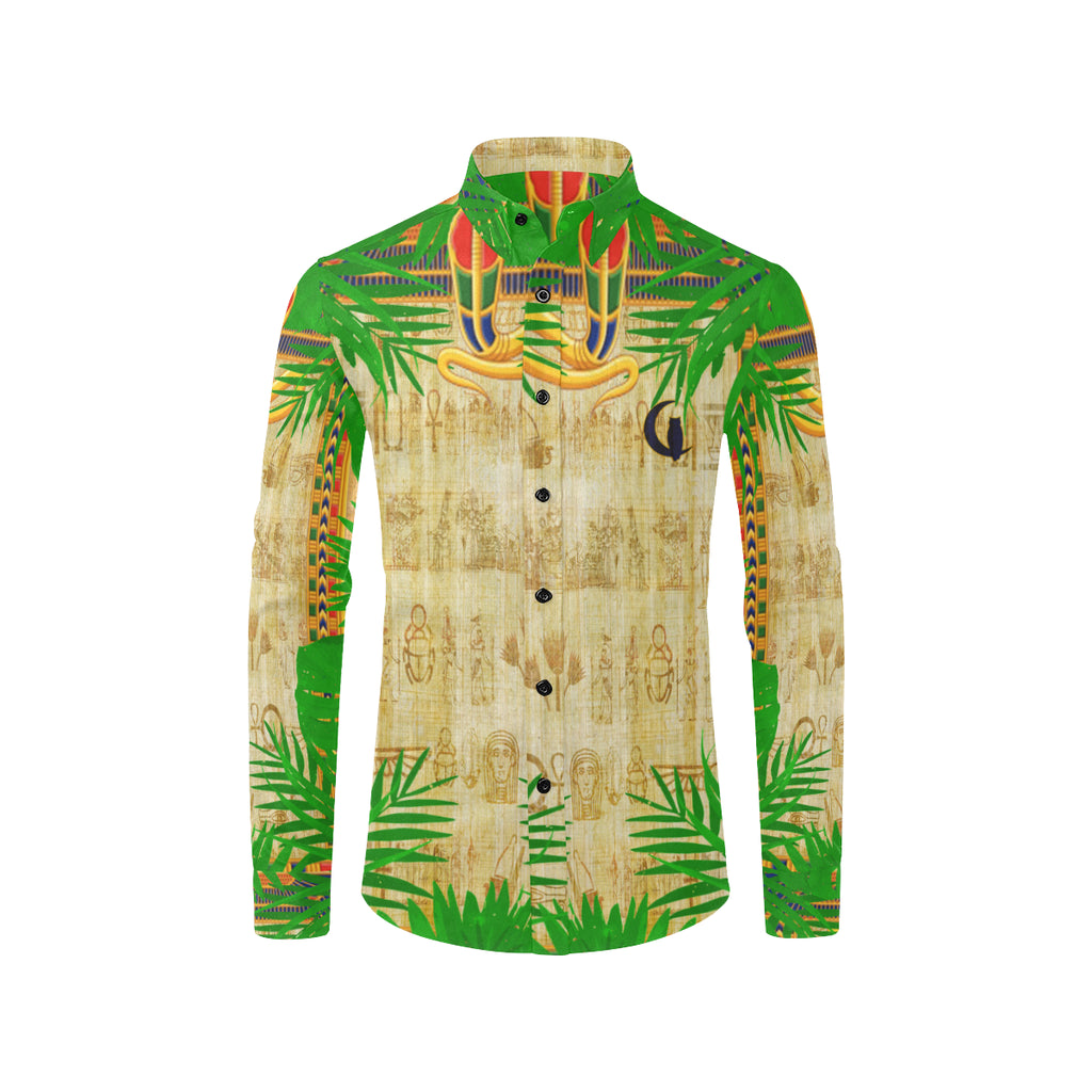 TROPICAL NILE VALEY Men's All Over Print Casual Dress Shirt