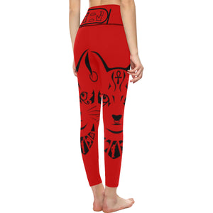 BASTET RED  High-Waisted Leggings