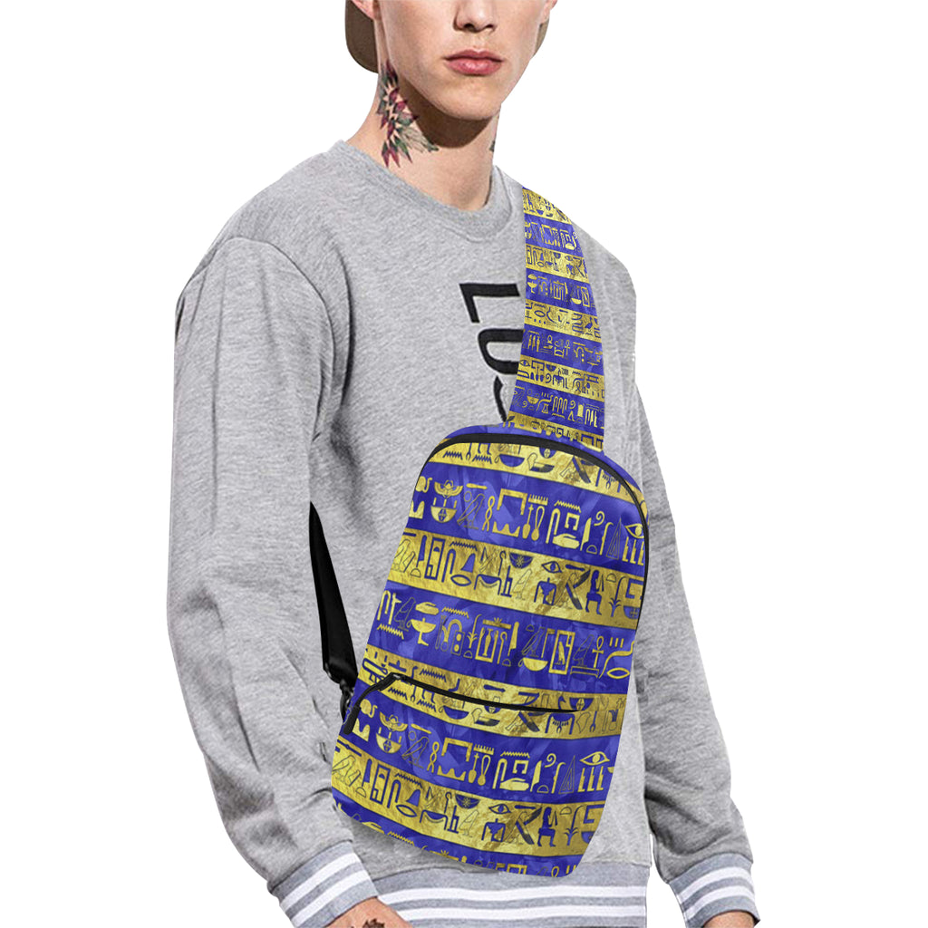 HIEROGLYPH GOLDEN BLUE Chest Bag (Model 1678)