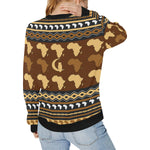 AFRIKA ORNEMENT Women's Rib Cuff Crew Neck Sweatshirt