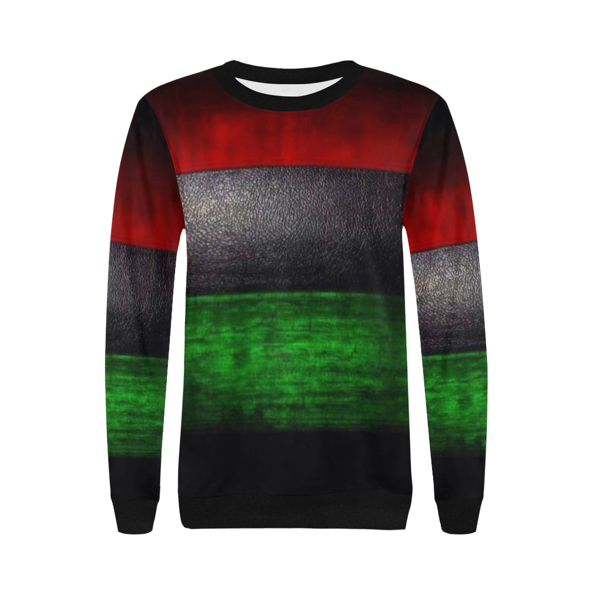 RBG GRUNGE Women's Rib Cuff Crew Neck Sweatshirt (Model H34)