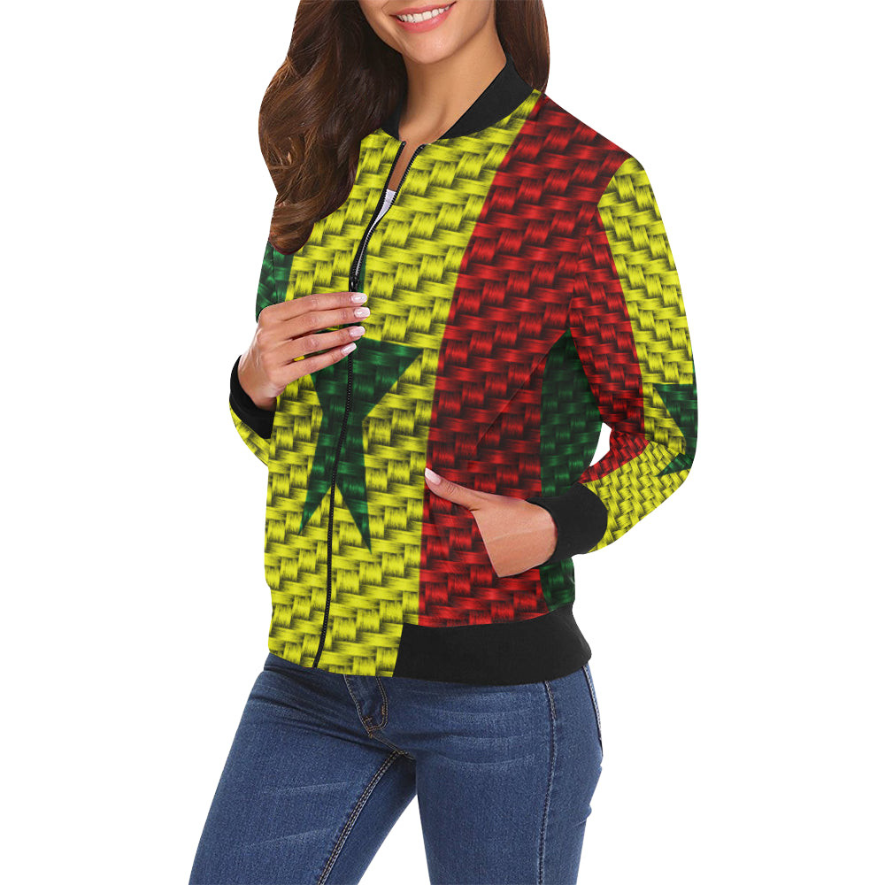 SENEGAL FLAG All Over Print Bomber Jacket for Women (Model H19)
